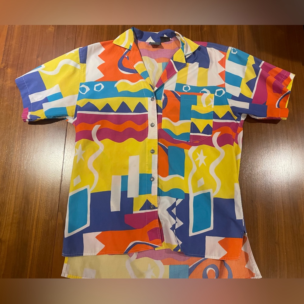 Vintage Colorful Abstract Button Down Shirt